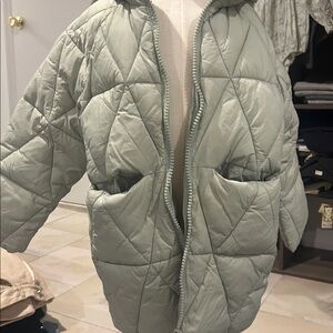 Quilted Puffer Jacket in Sage Green